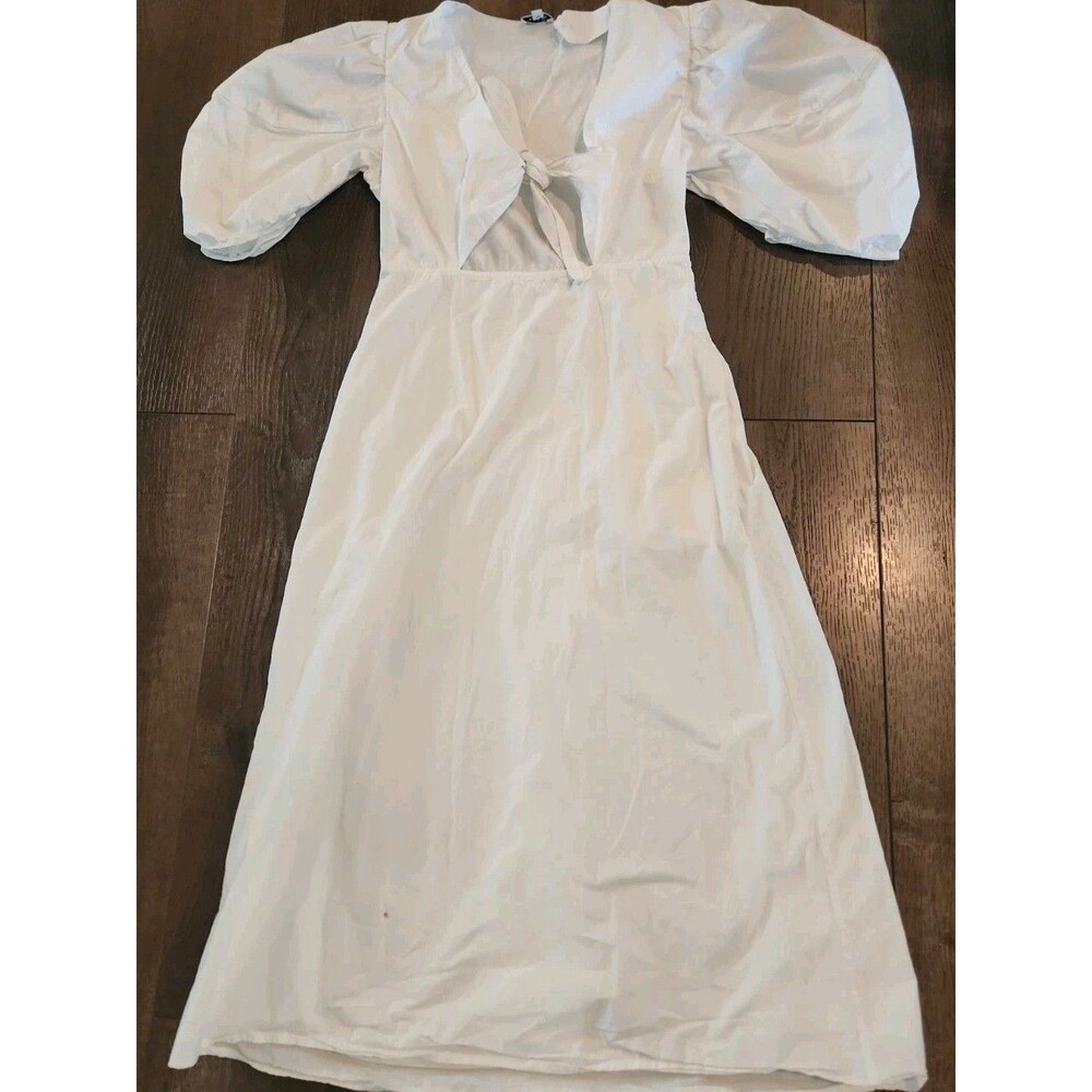 RHODE Greer Dress SZ 6 Cutout Midi Short Sleeve *flawed Stains